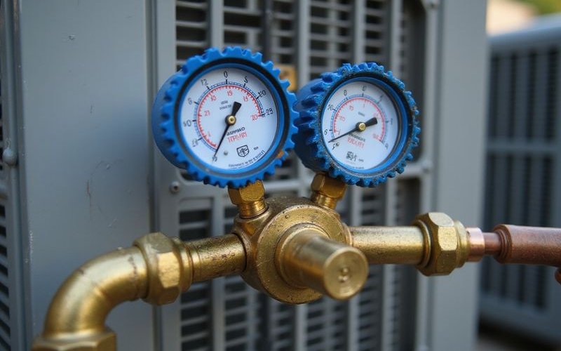 Gas pressure gauges connected to AC