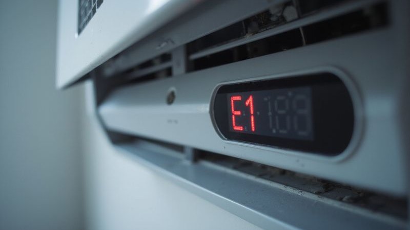 AC indoor unit showing error code on display