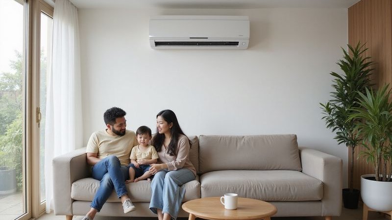Living room with correctly sized AC